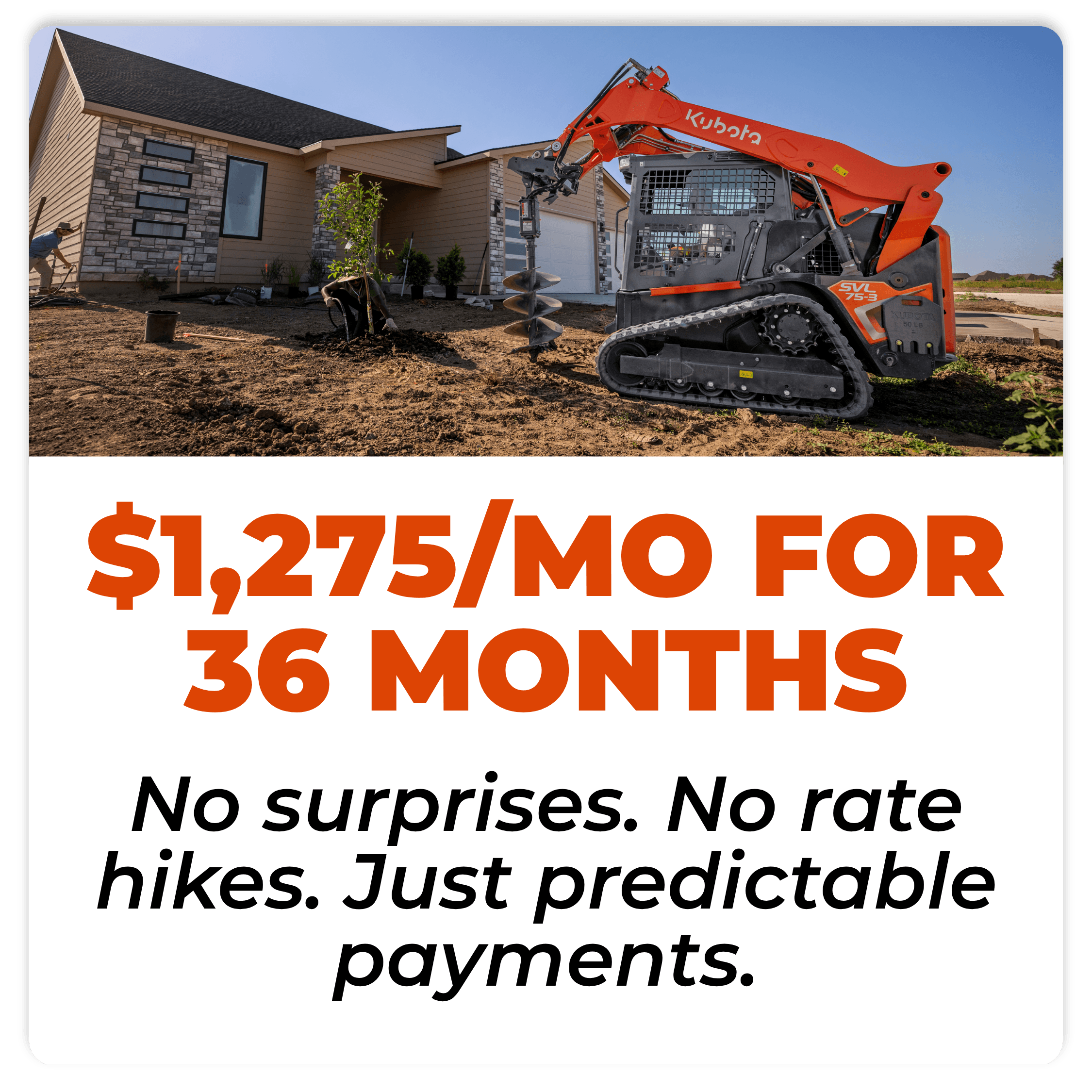 $1,275 per month for 36 months. No surprises. No rate hikes. Just predictable payments.